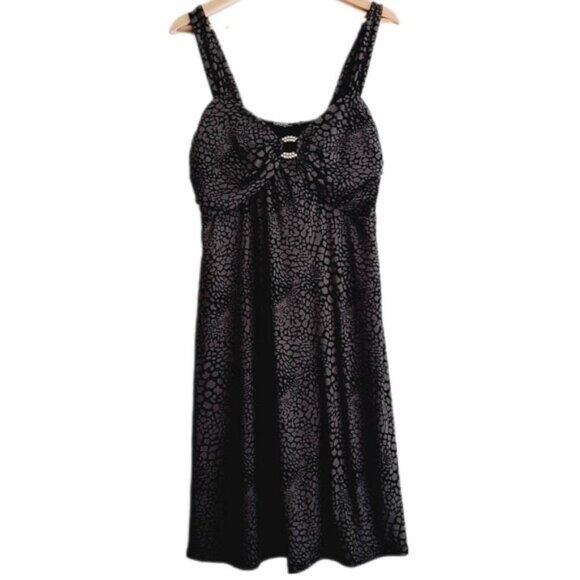 GEORGE Stretchy Fitted Babydoll Style Mini Dress Abstract Animal Print Sz XL - Picture 2 of 15